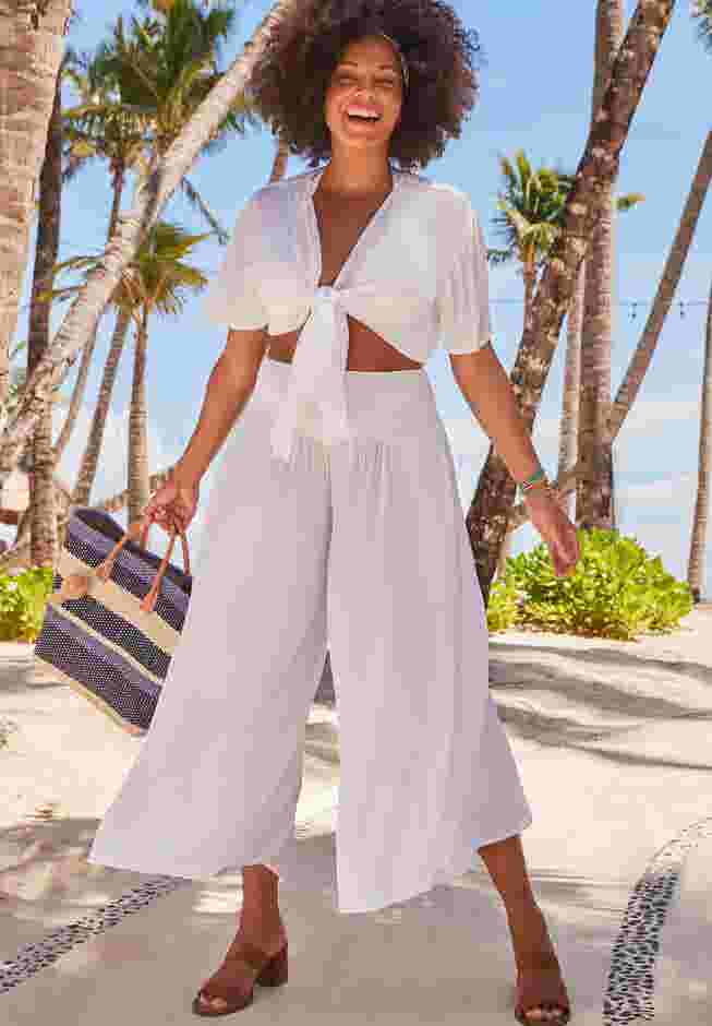 Ella Flowy Crinkle Beach Pant image number 3