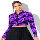 Chlorine Resistant Long Sleeved Cropped Zip Tee image number null