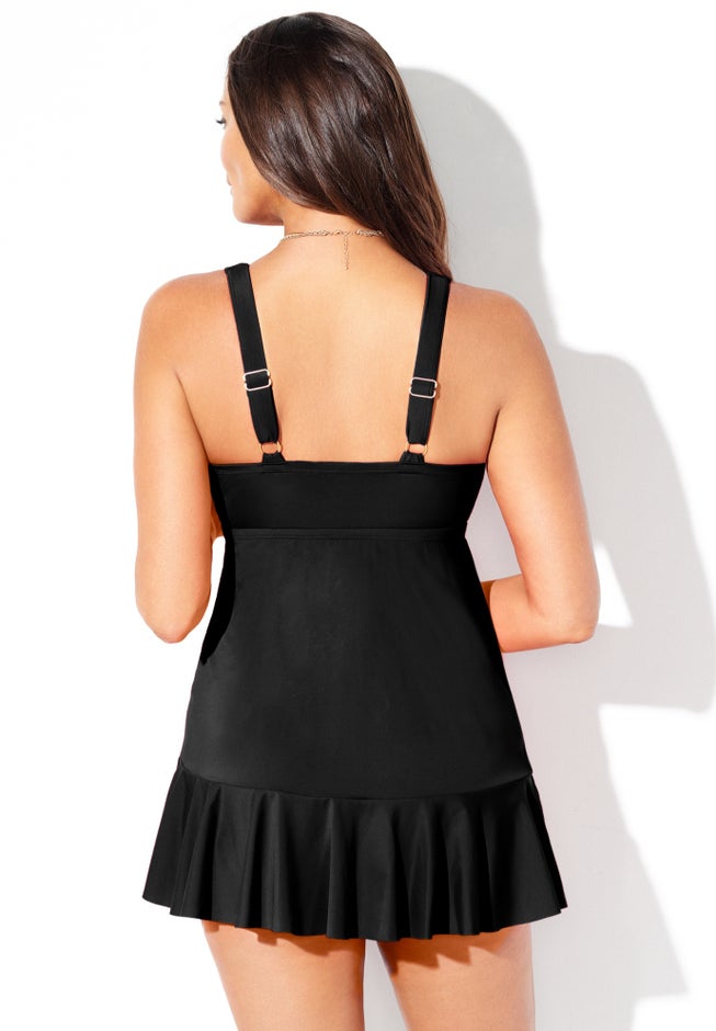 Plunge Ruffle Swimdress image number 1