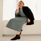 Three-Quarter Sleeve Knit Maxi Dress image number null