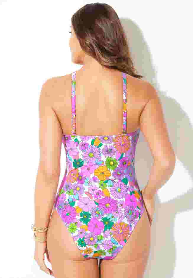 Underwire Tie Front Bandeau One Piece image number 1