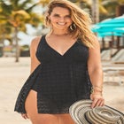 Crochet Side Slit V-Neck Swimdress image number null