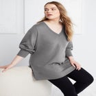 V-Neck French Terry Sweatshirt image number null