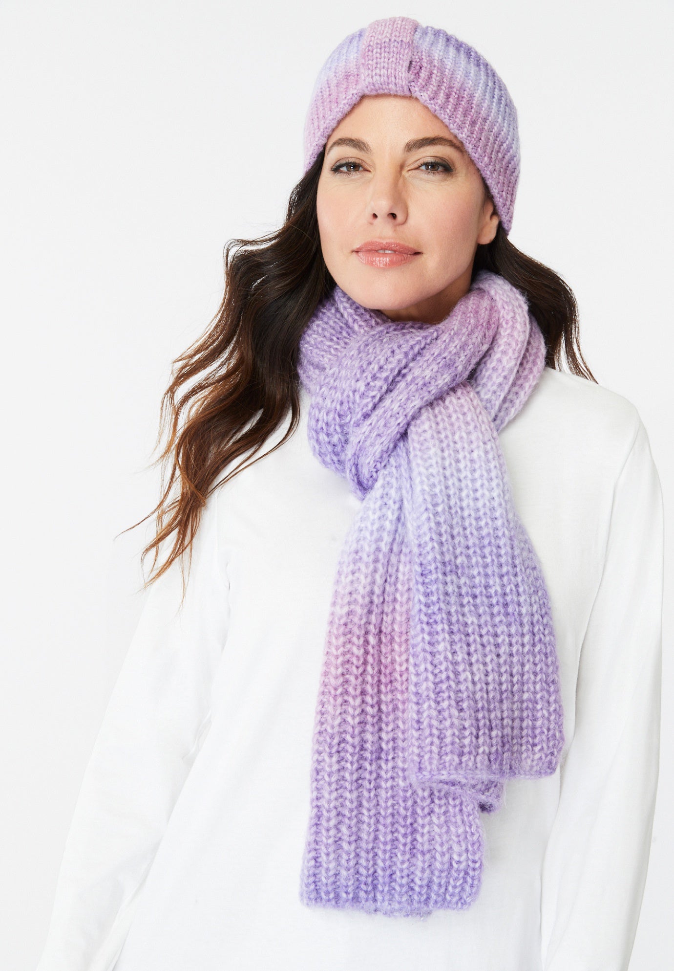 Ombre Knitted Headband and Scarf Set. image number 0