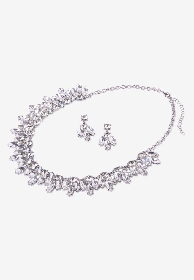 Rhinestone Earring and Necklace Set. image number 2