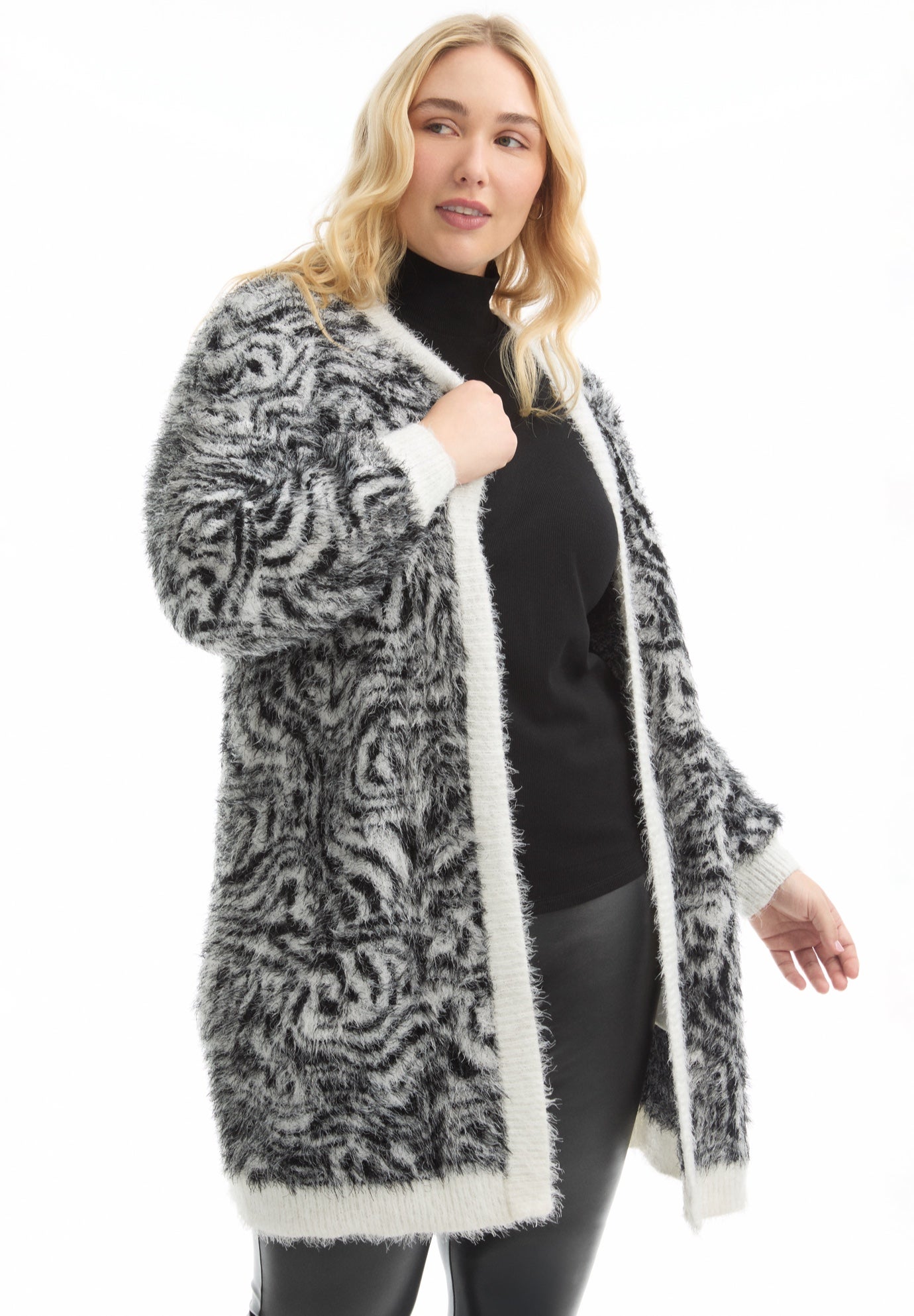 Leopard-Print Eyelash Cardigan image number 0