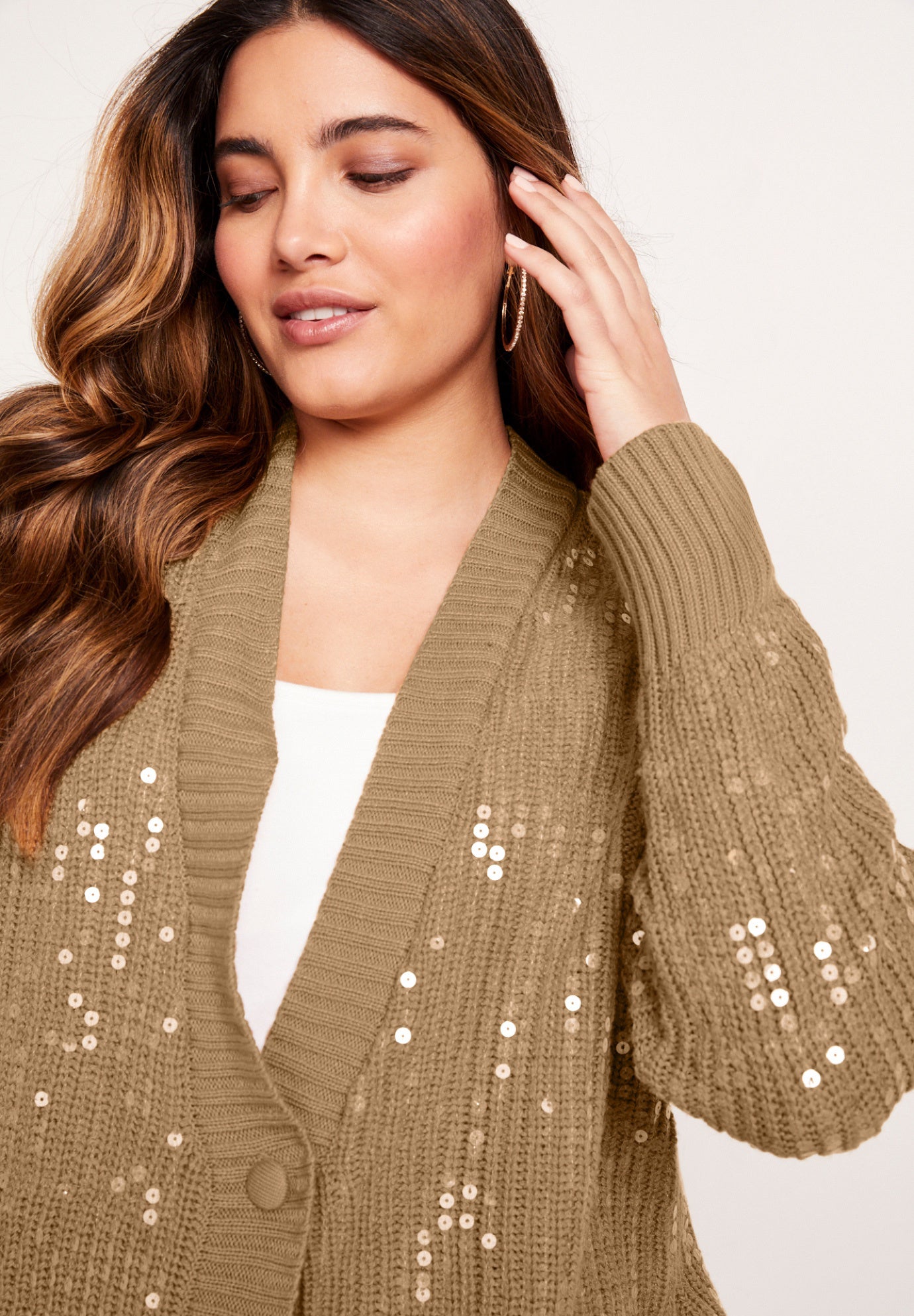 Sequin Button-Up Sweater image number 4