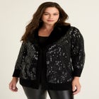 Sequin Button-Up Sweater image number null