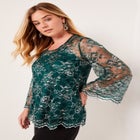 Scalloped Lace Long-Sleeve Top image number null
