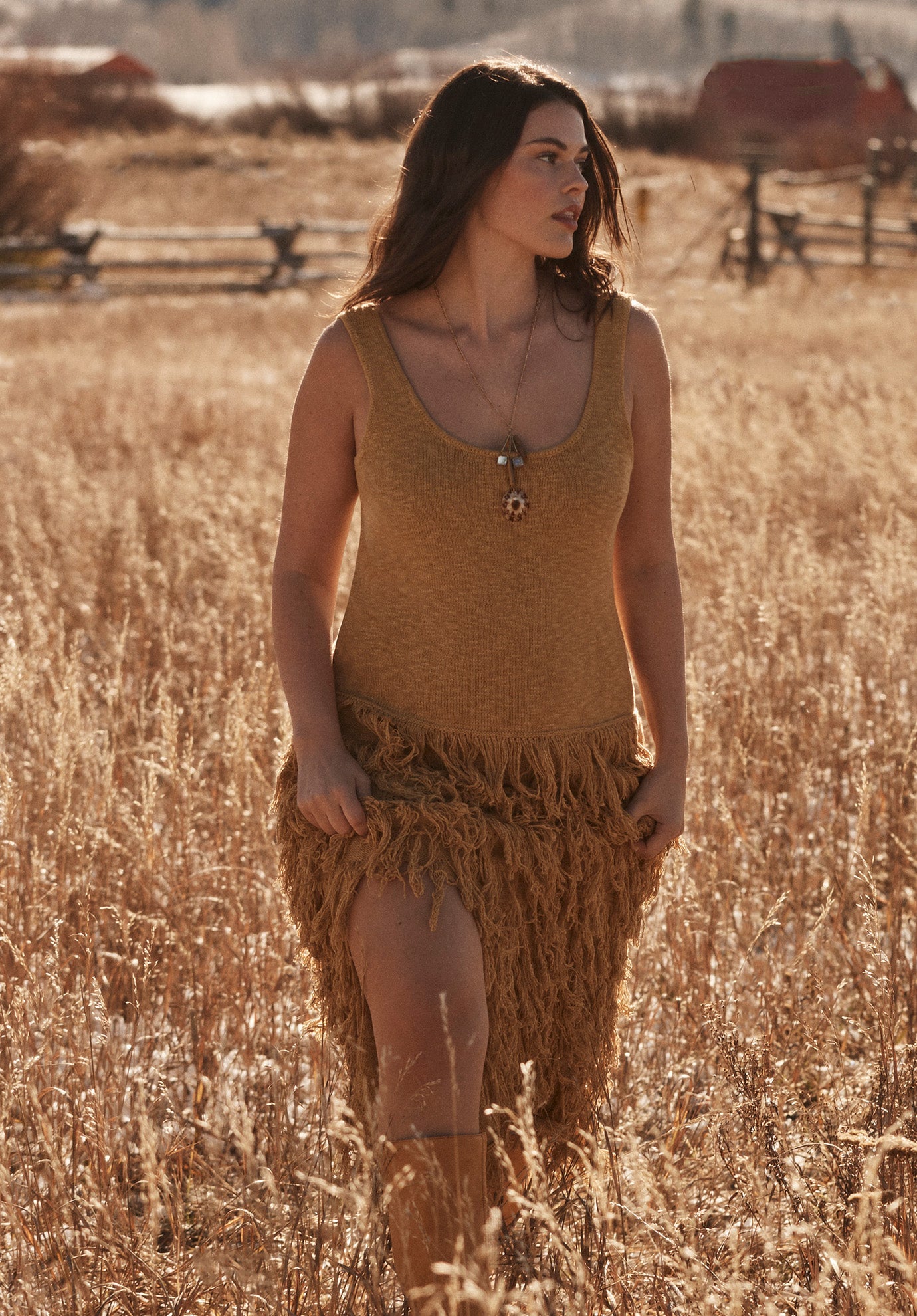 Sweater Fringe Maxi Dress image number 0