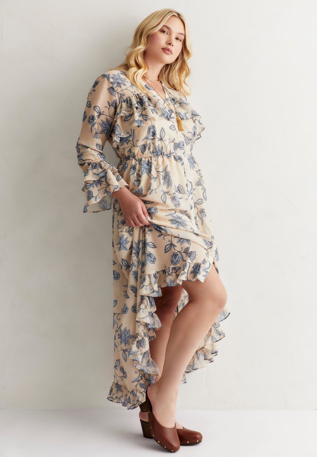 Ruffle Detail Maxi Shirt Dress image number 2