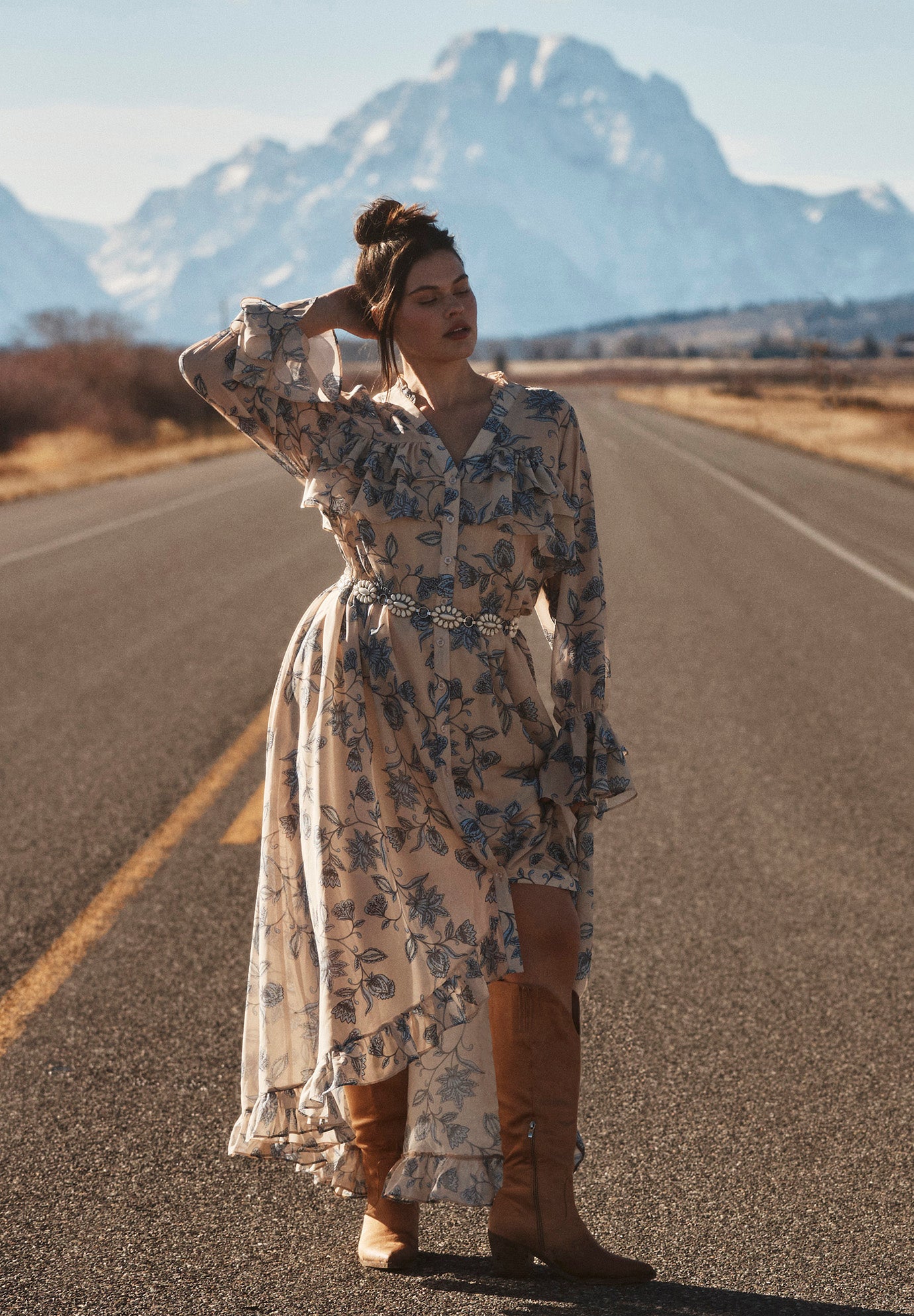 Ruffle Detail Maxi Shirt Dress image number 0