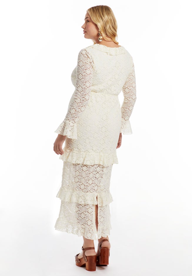 Ruffled Lace Maxi Dress image number 3