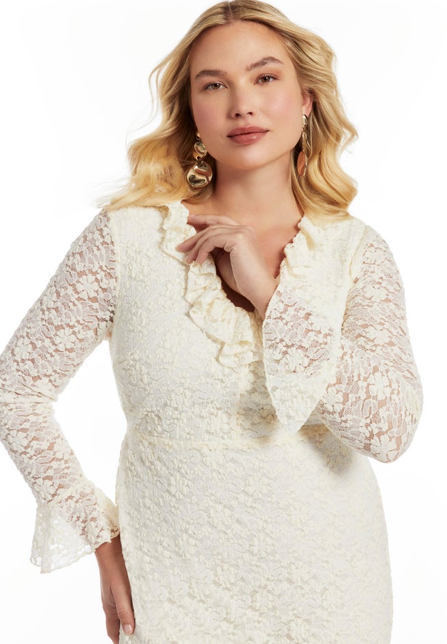 Ruffled Lace Maxi Dress image number 4