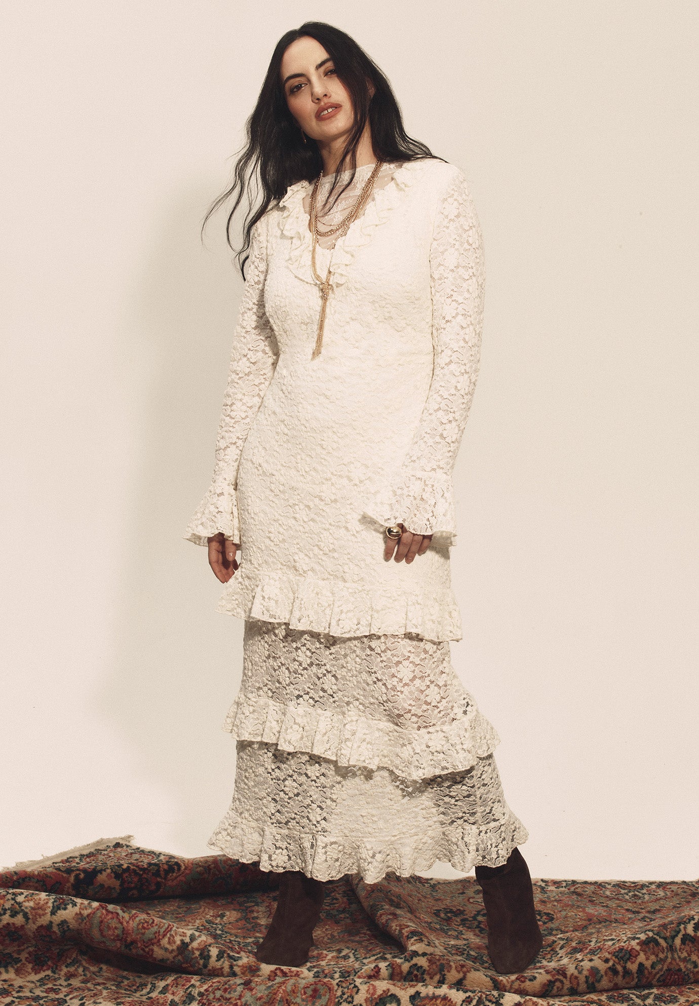 Ruffled Lace Maxi Dress image number 0