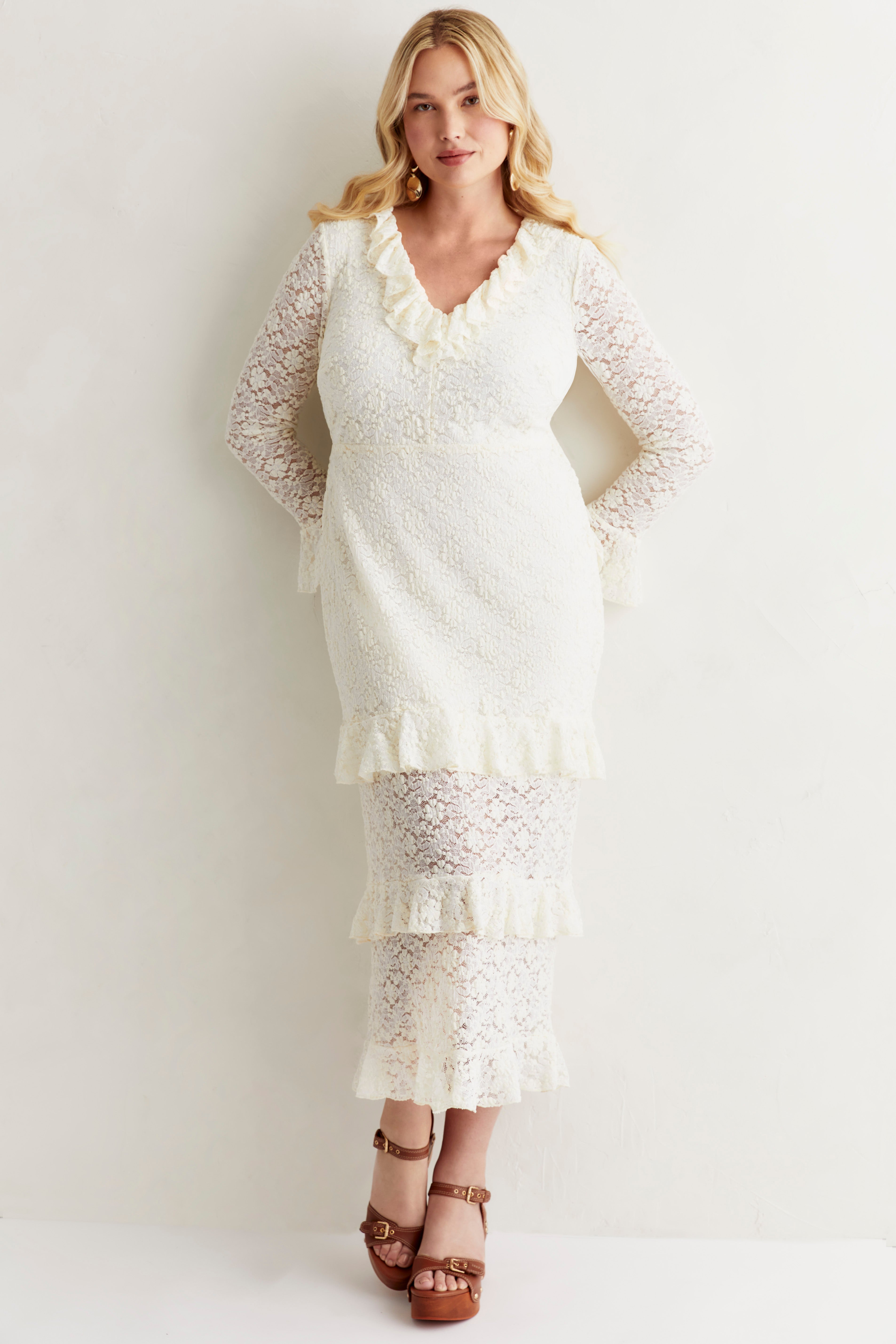 Ruffled Lace Maxi Dress image number 1
