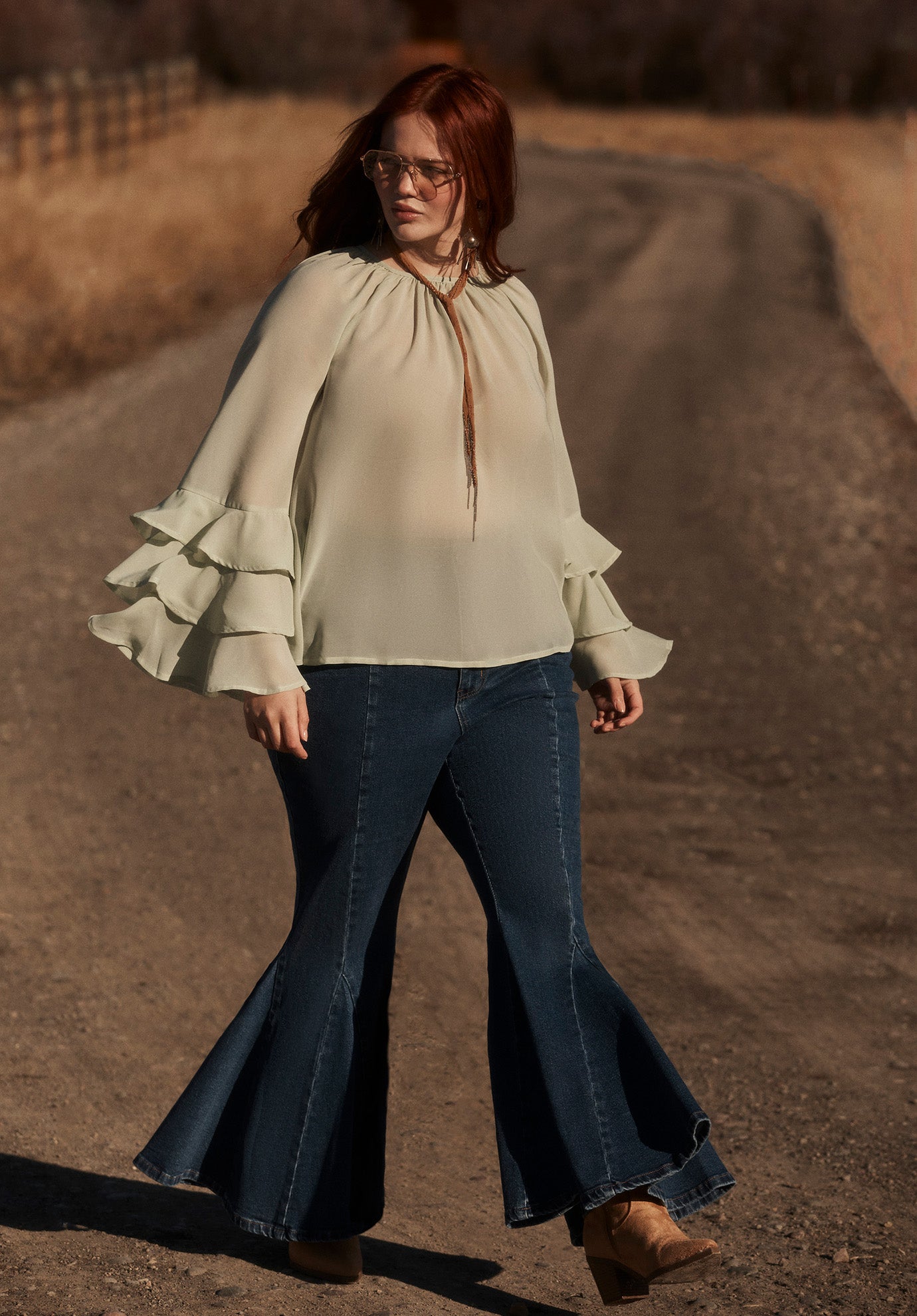 High Waisted Flare Godet Jean image number 0