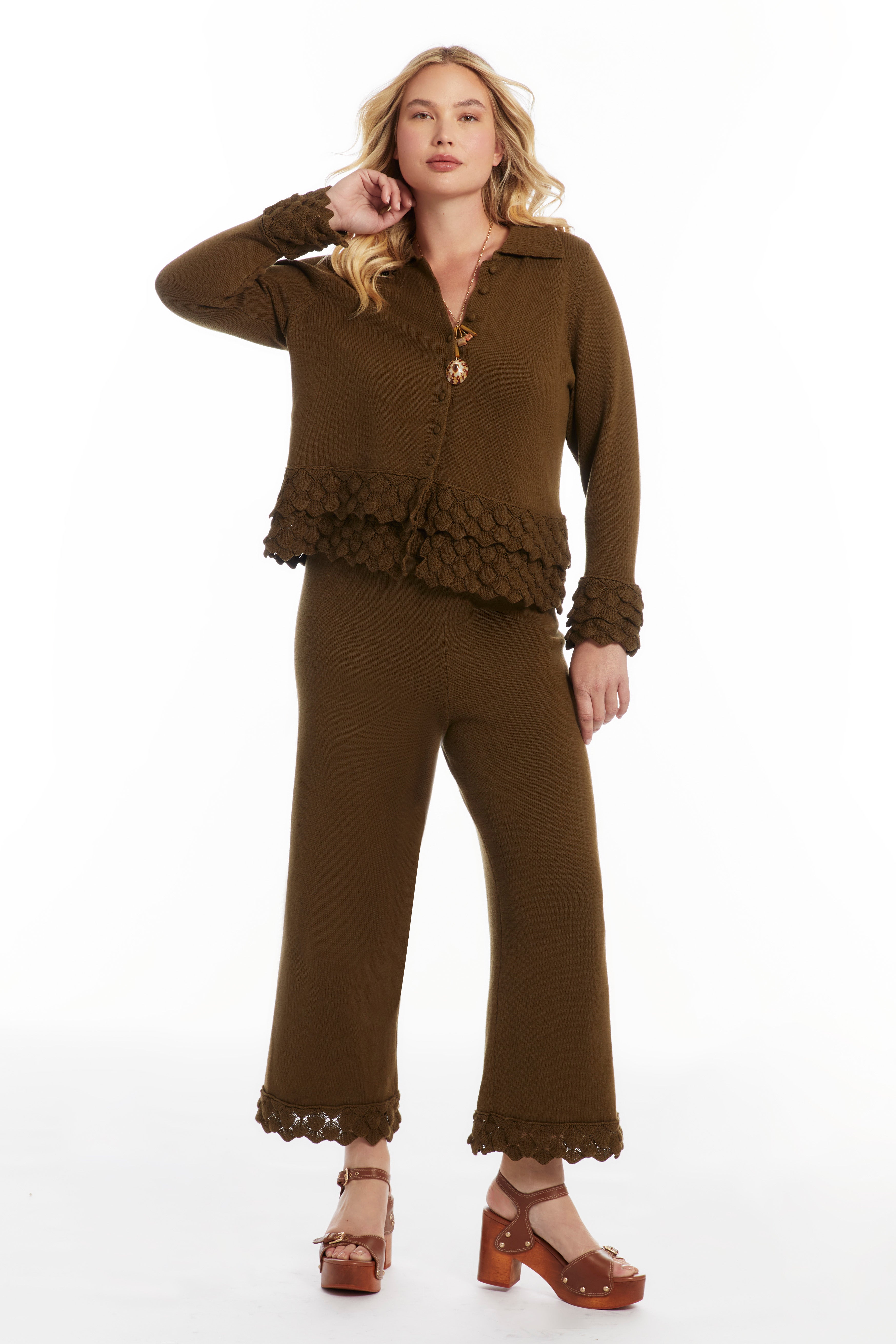 Ruffled Peplum Cardigan Sweater image number 1