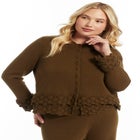 Ruffled Peplum Cardigan Sweater image number null