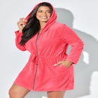 French Terry Tie Waist Hoodie Cover Up image number 4