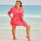 French Terry Tie Waist Hoodie Cover Up image number 0