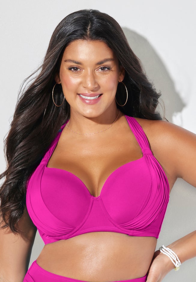 Bra Sized Drape Front Underwire Bikini Top image number 4