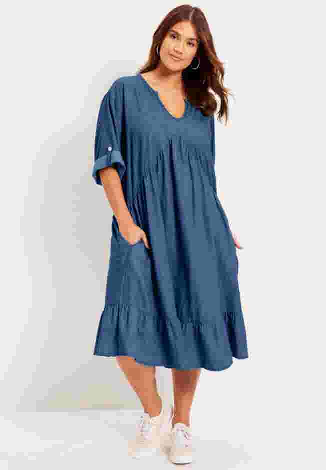 Ruffled Denim Dress image number 1