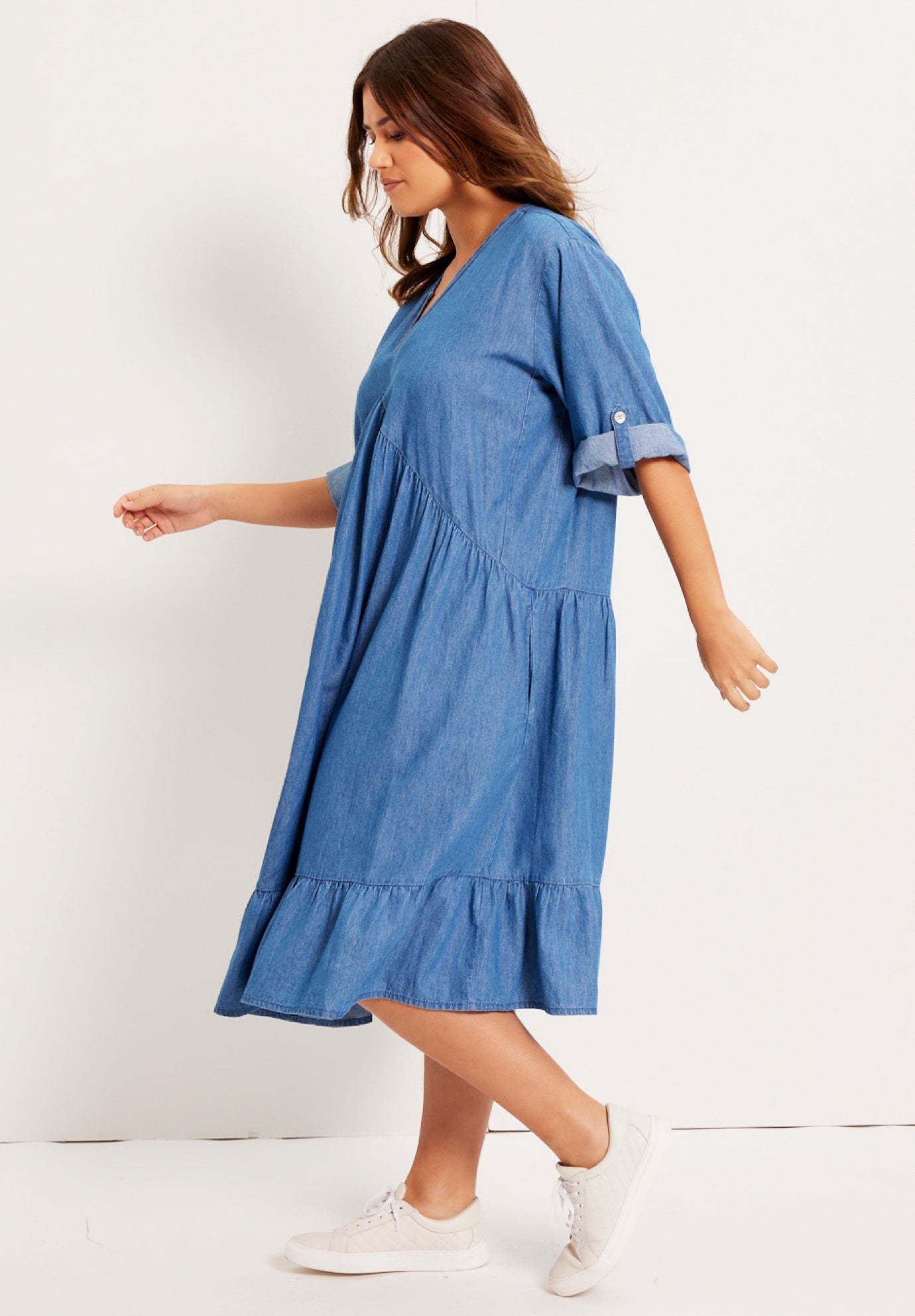 Ruffled Denim Dress image number 2