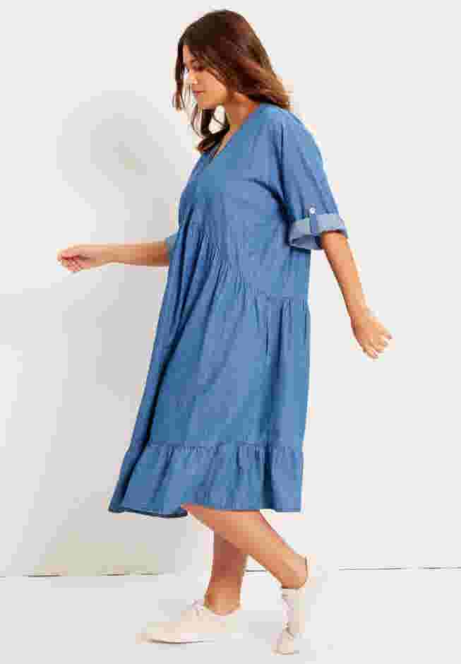 Ruffled Denim Dress image number 3