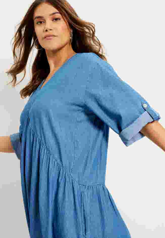 Ruffled Denim Dress image number 4