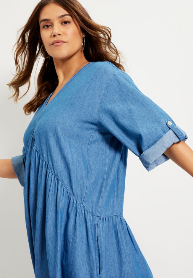 Ruffled Denim Dress image number 3