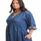 Ruffled Denim Dress image number null