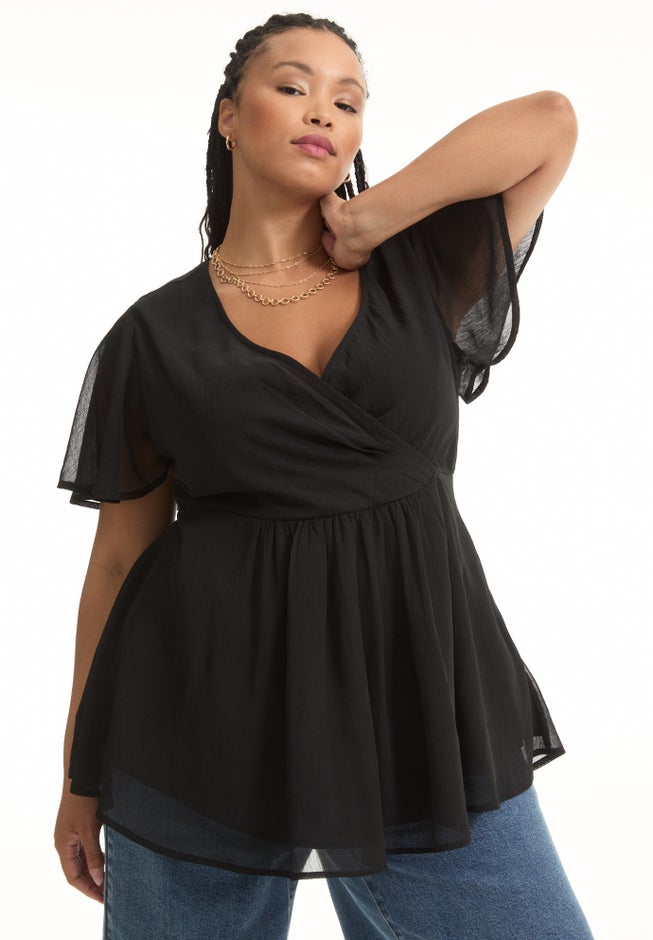 Faux Wrap Fit-and-Flare Top image number 2