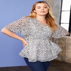 Faux Wrap Fit-and-Flare Top image number null