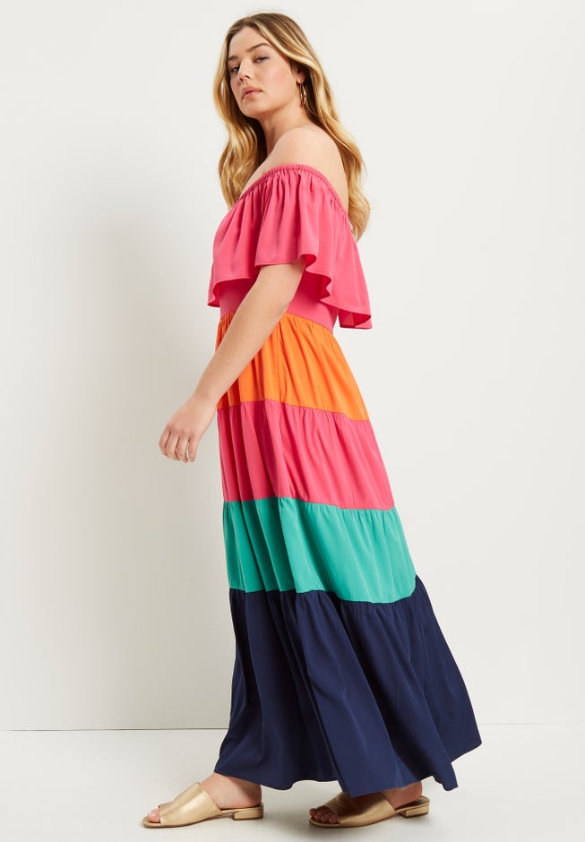 Off-The-Shoulder Tiered Maxi Dress image number 1