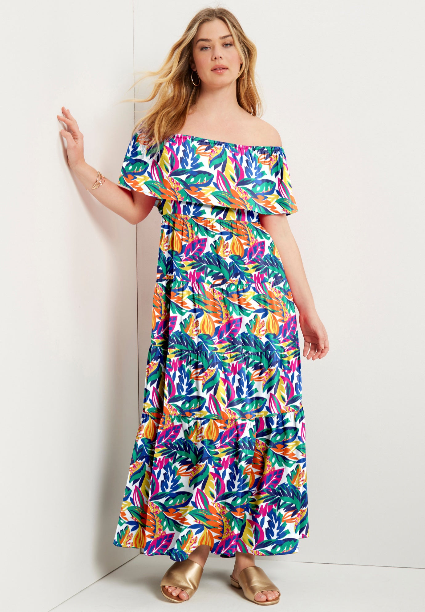 Off-The-Shoulder Tiered Maxi Dress image number 0