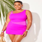 Mesh Panel Underwire Swimdress image number null