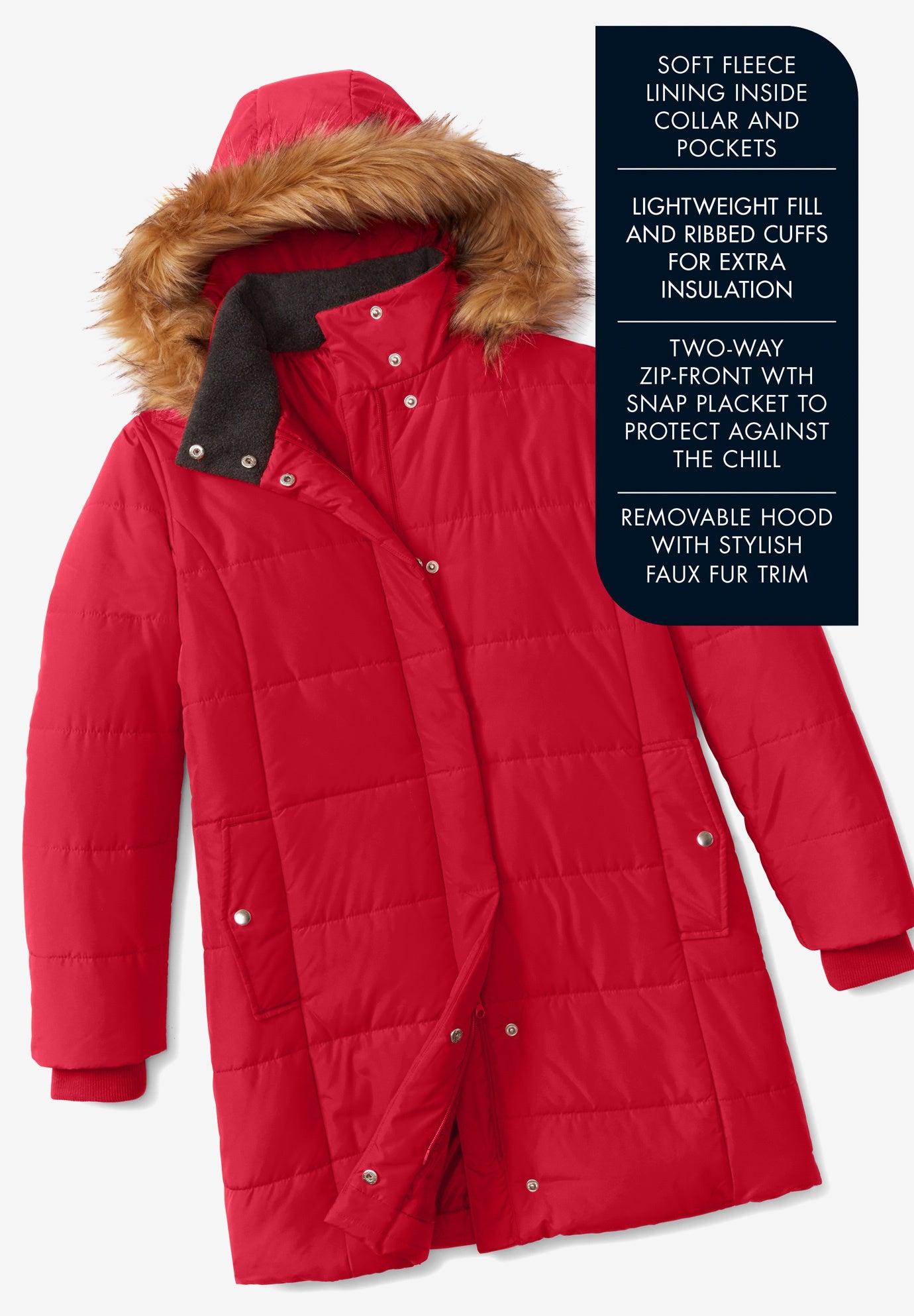 Plus Size Classic Length Puffer Coat image number 5