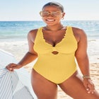 Crinkle Knot Front One Piece Swimsuit image number 0