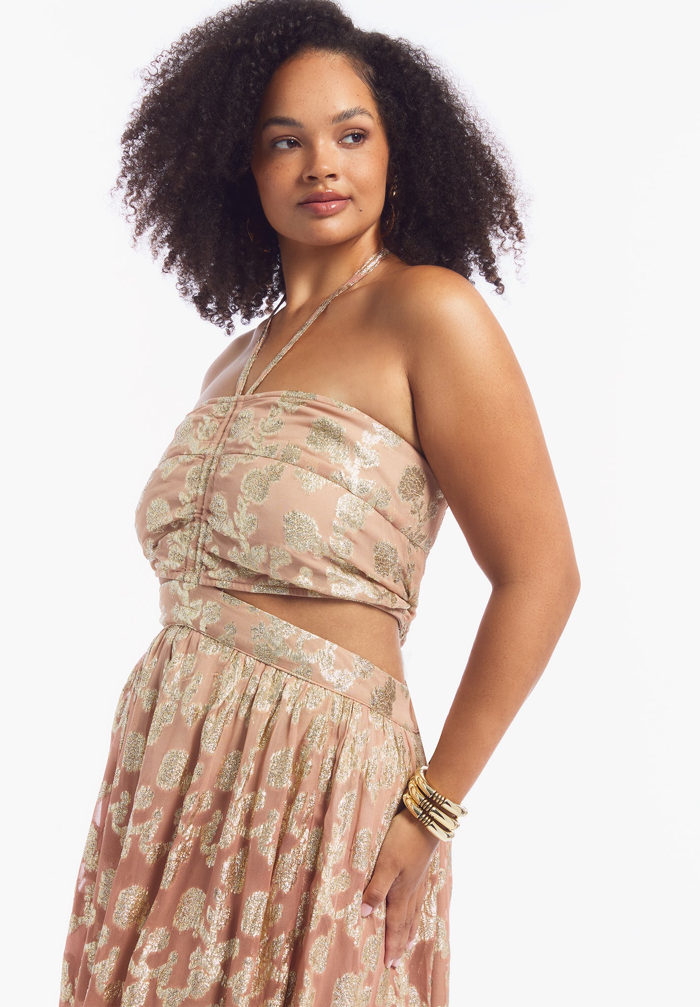 Metallic Jacquard Maxi Dress image number 4