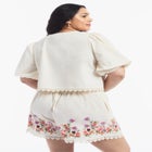 Lace-Trim Embroidered Poplin Top image number null