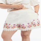 Lace-Trim Embroidered Poplin Shorts image number null