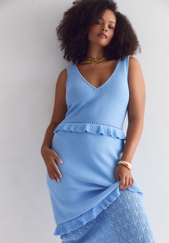 Crochet Sweater Maxi Dress image number 6