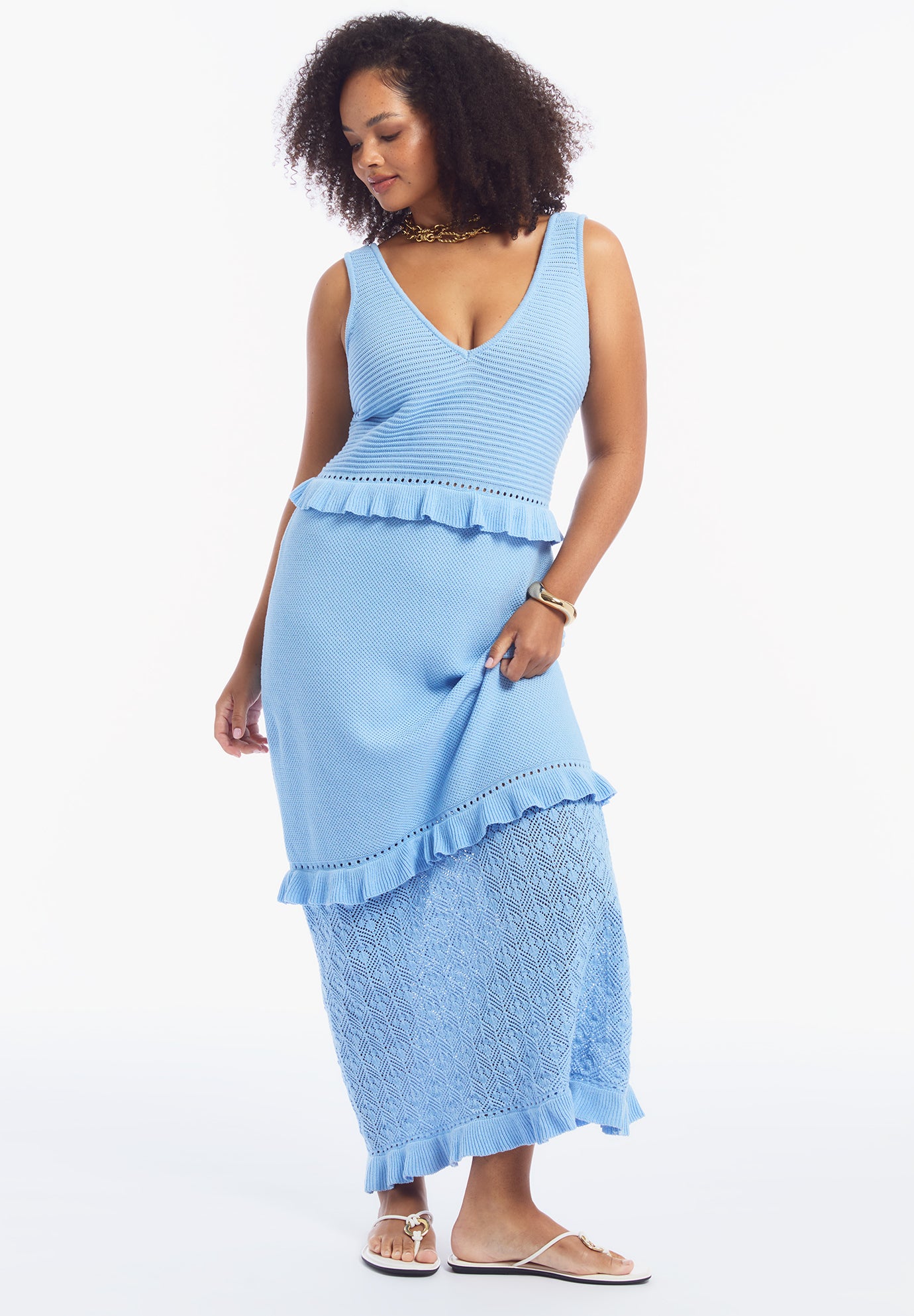 Crochet Sweater Maxi Dress image number 1