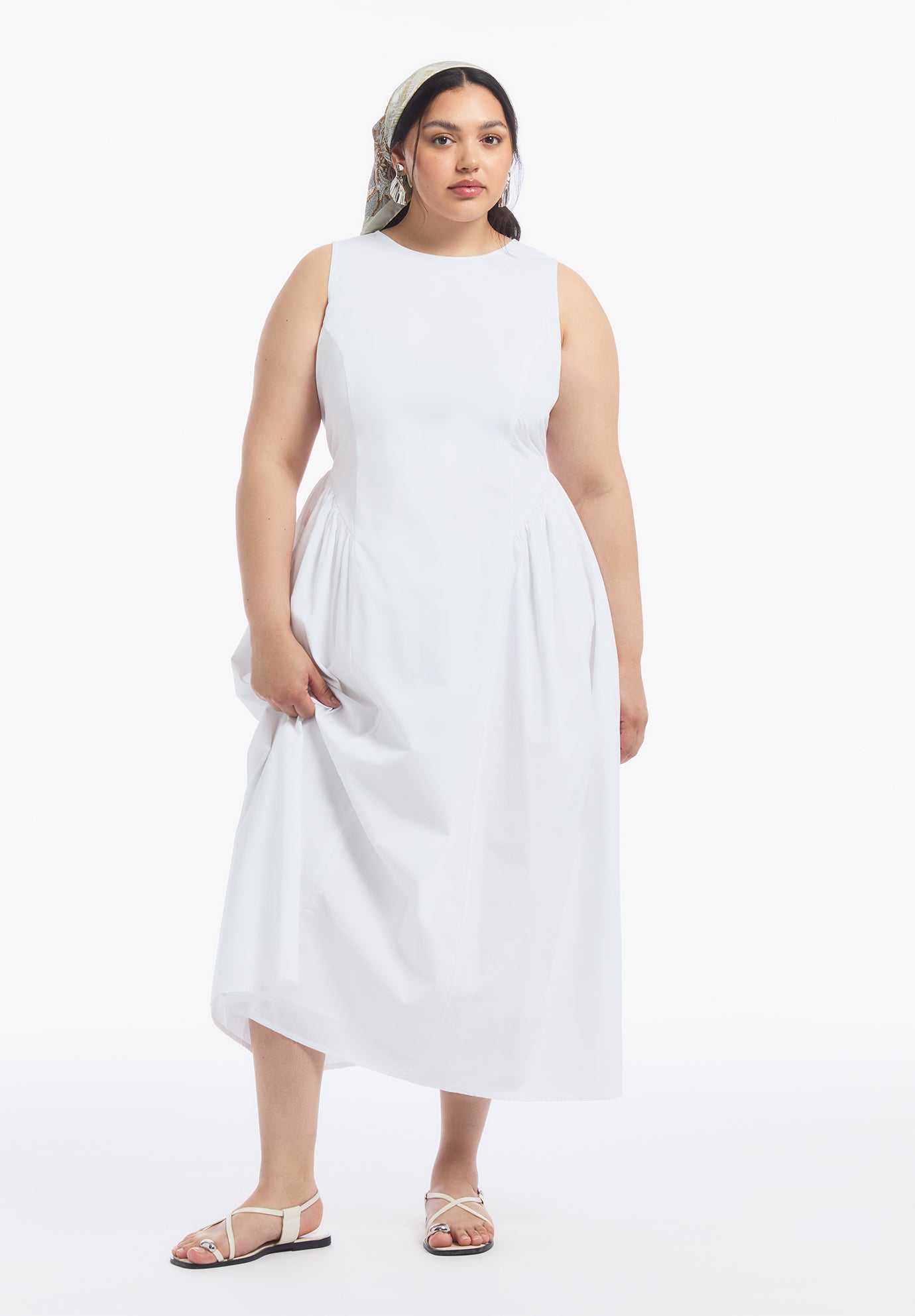 Sleeveless Poplin Midi Dress image number 0