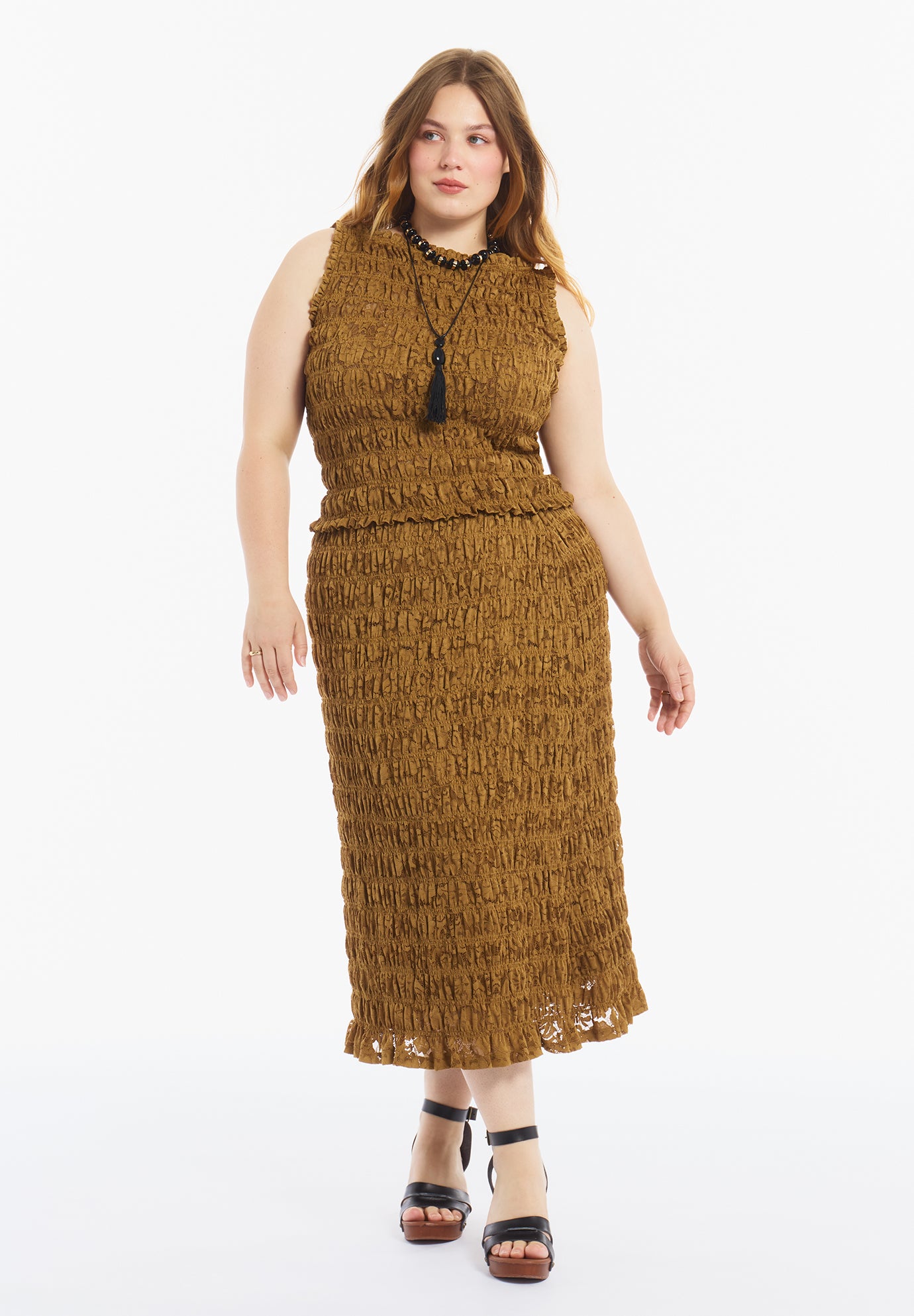 Sleeveless Smocked Lace Knit Top image number 2
