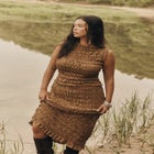 Sleeveless Smocked Lace Knit Top image number null