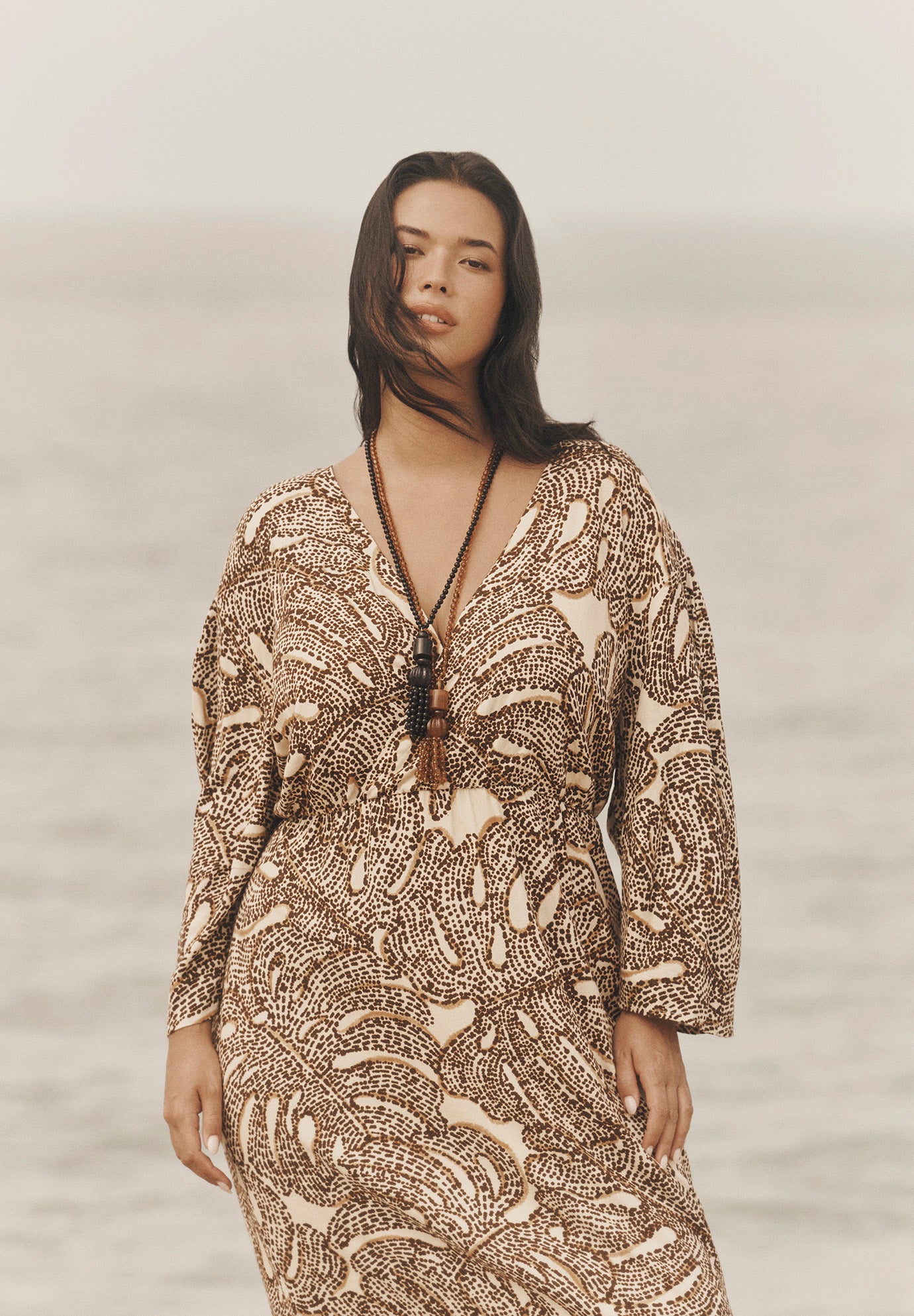 Fringe-Trim Surplice Maxi Dress image number 4