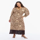 Fringe-Trim Surplice Maxi Dress image number null