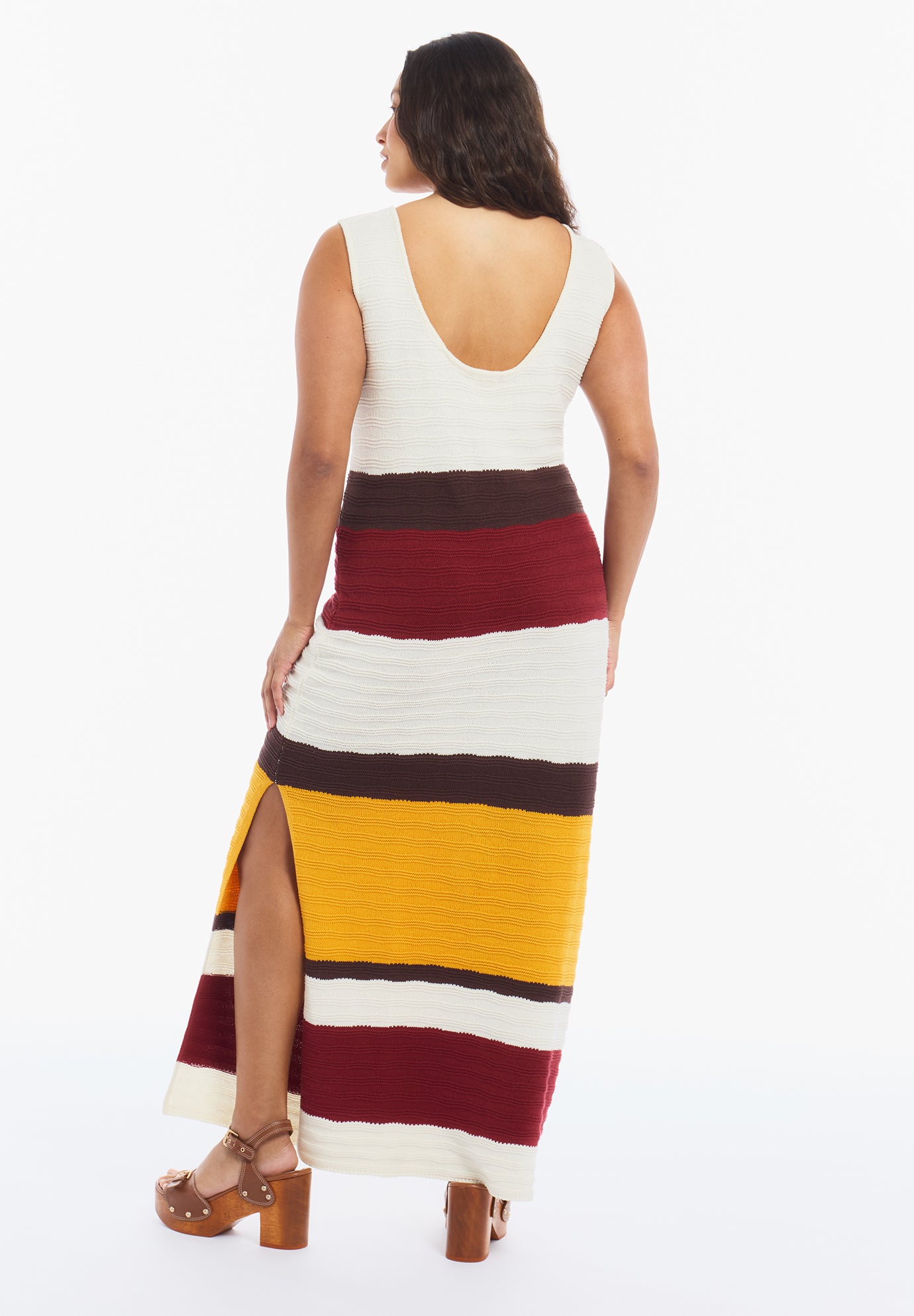 Colorblock Crochet Knit Maxi Dress image number 1
